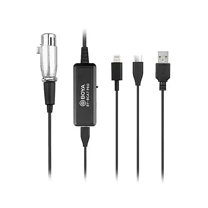 BOYA BY-BCA7 Pro XLR to Lightning & USB-A & Type-C Connectors Microphone